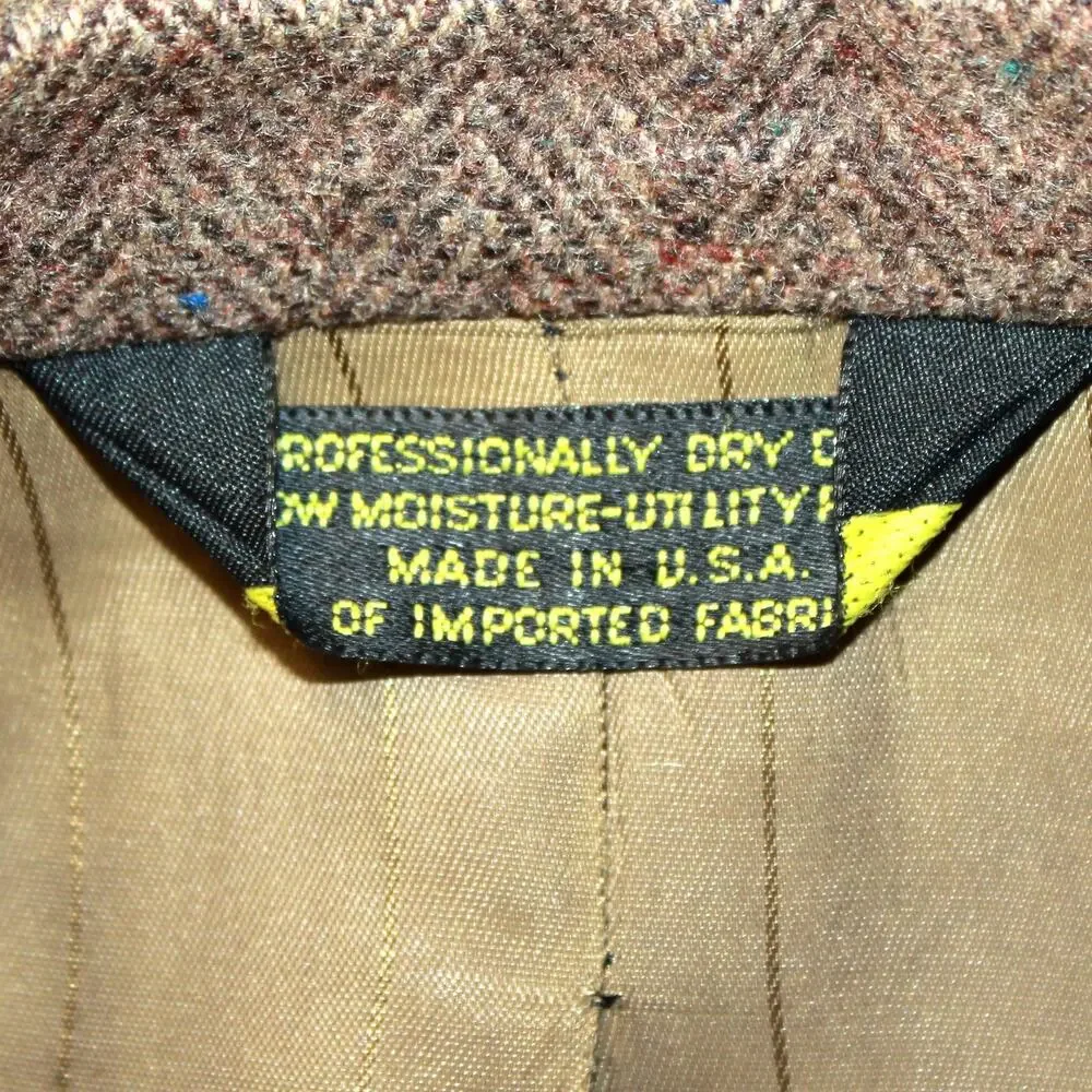 Stadium Club Saxony Vintage Wool Blazer Jacket Herringbone Professor Size 48R